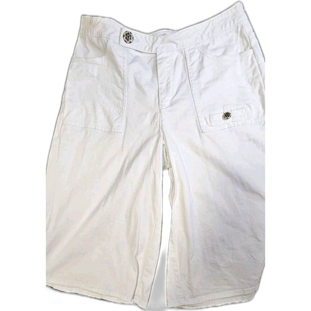 Duck Head White Bermuda Shorts Womens Size 14 Ramie Cotton Stretch Coastal